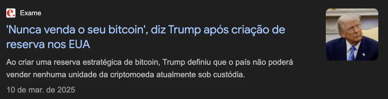 Donald Trump com o símbolo do Bitcoin