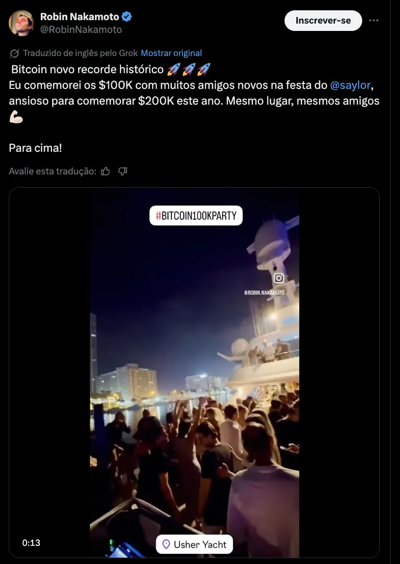 Pessoas dançando em festa de Bitcoin