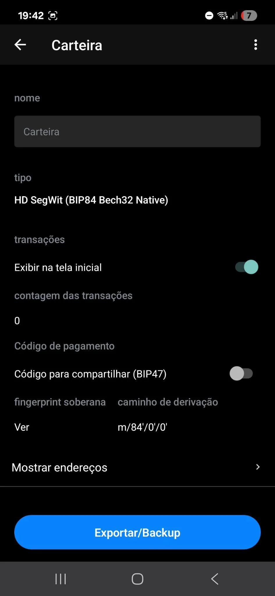 Passo 10 para criar carteira de Bitcoin: Apagar a carteira para teste